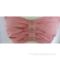 Sous-vêtements roses pour femmes avec boutons plissés
